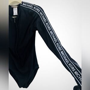 Michael Kors Black Bodysuit with Logo Trim